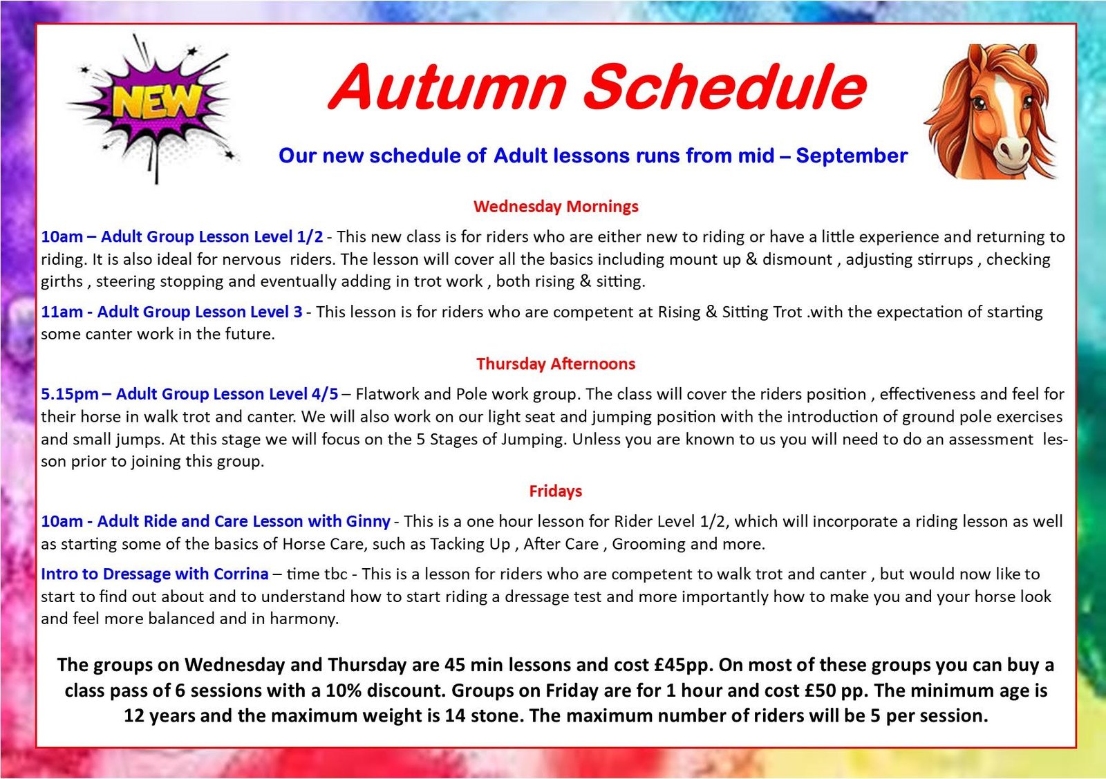 Autumn Schedule